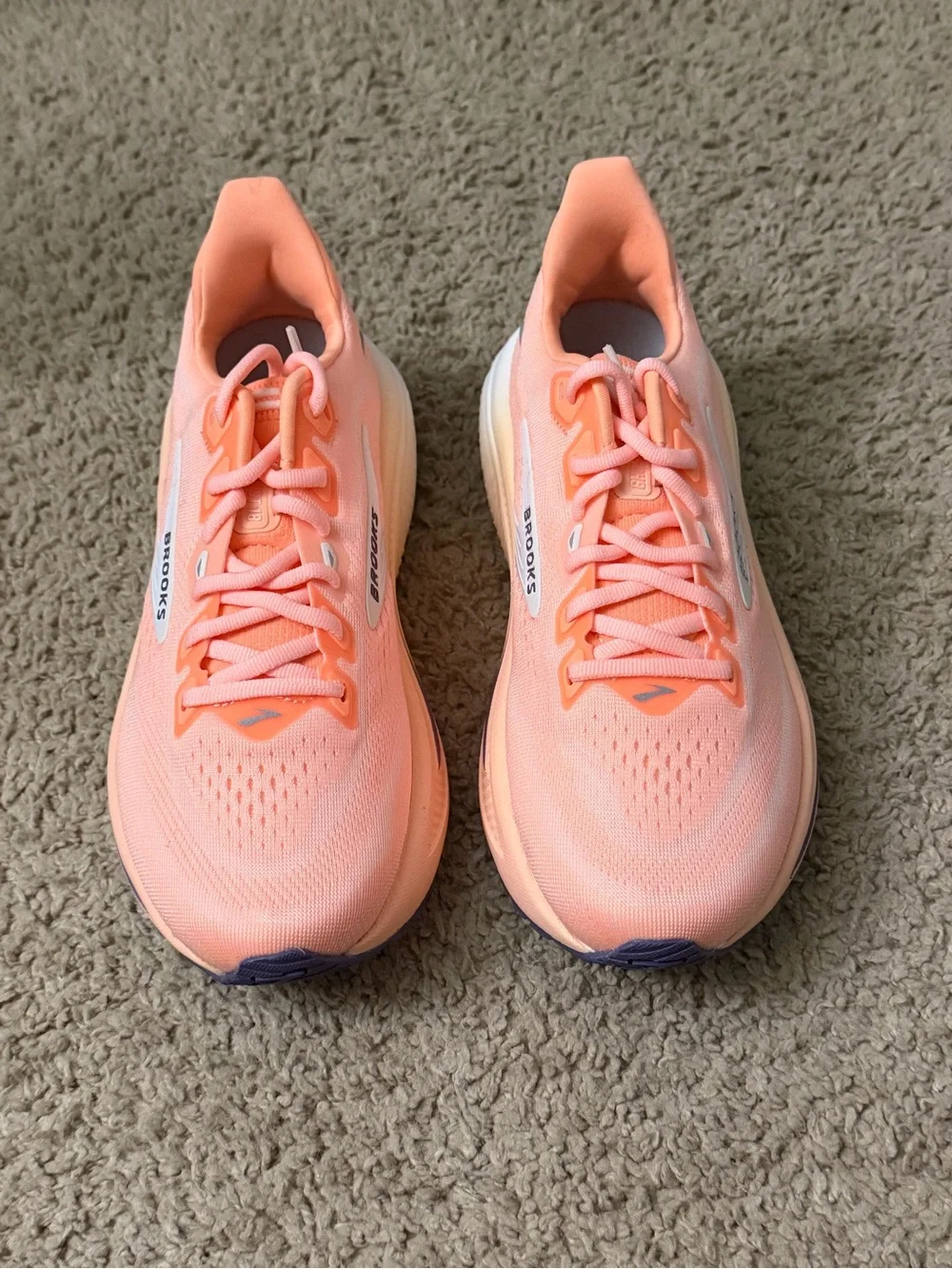 Brooks Women’s Athletic Shoe - Coral Peach with White and Purple Accents NEW 7